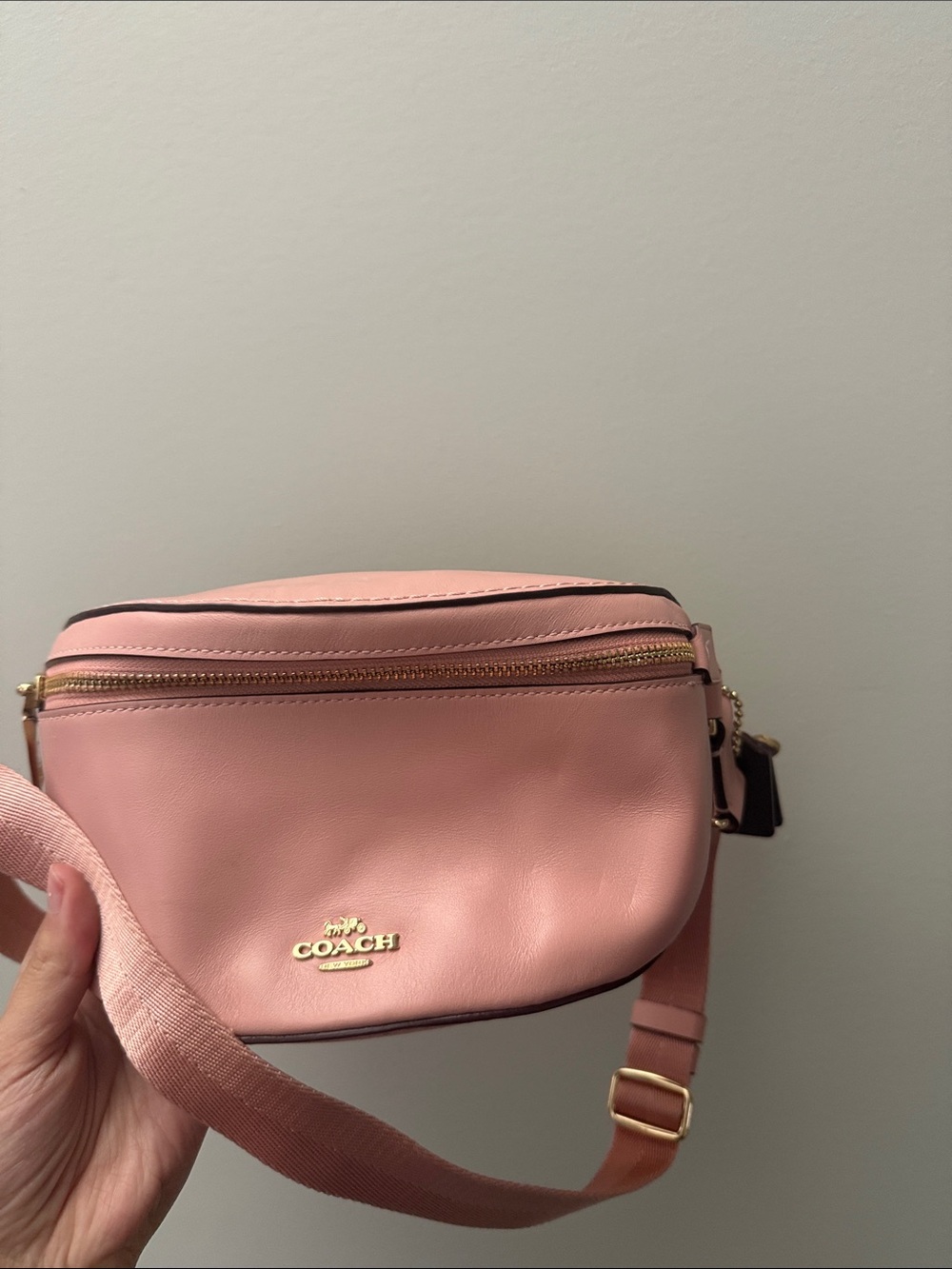 Coach Pink Leather Mini Belt Bag with Gold Hardware